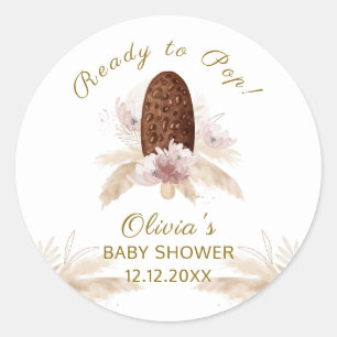 Moderne Boho Floral Ice Cream Popcicle Baby Dusche Runder Aufkleber