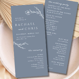 Moderne Boho Floral Kontur in Dusty Steel Blue