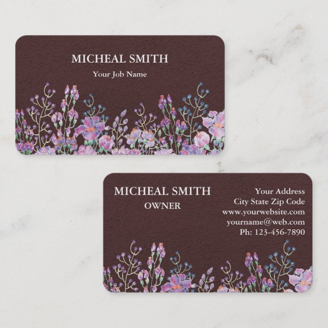 Moderne Boho-Floral-Kraft  Visitenkarte (Vorne/Hinten)