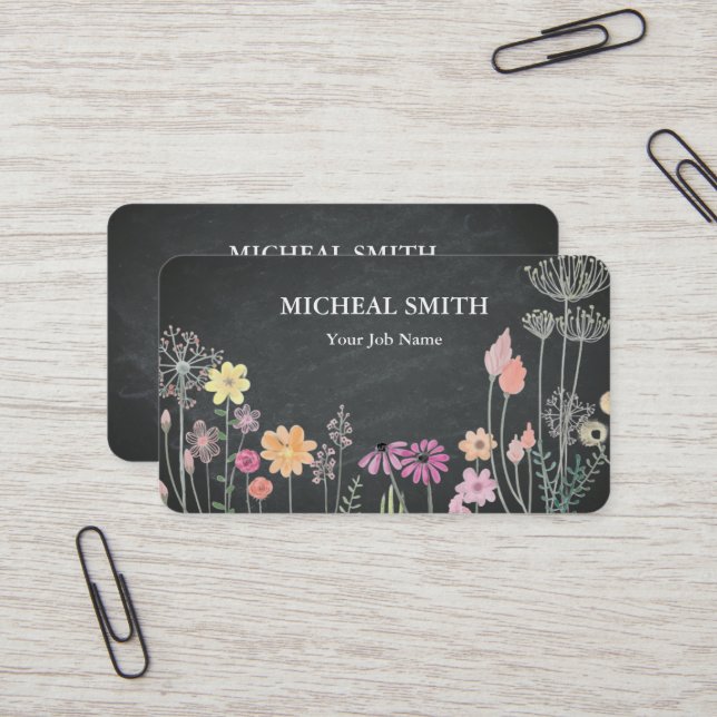 Moderne Boho-Floral-Kraft  Visitenkarte (Vorderseite/Rückseite Beispiel)