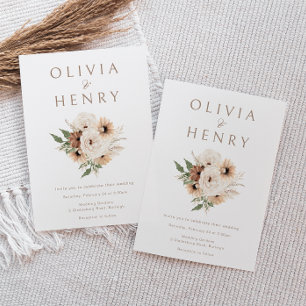 Moderne Boho Floral Minimal Hochzeit Einladung