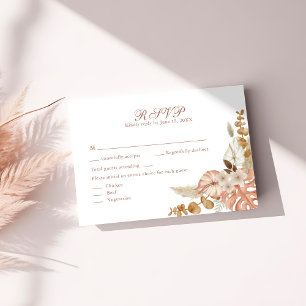 Moderne Boho Floral Pampas Grass Wedding RSVP Card Dankeskarte
