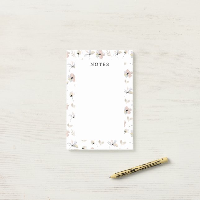 Moderne Boho Floral Post-It Notes Klebezettel (Auf Schreibtisch)