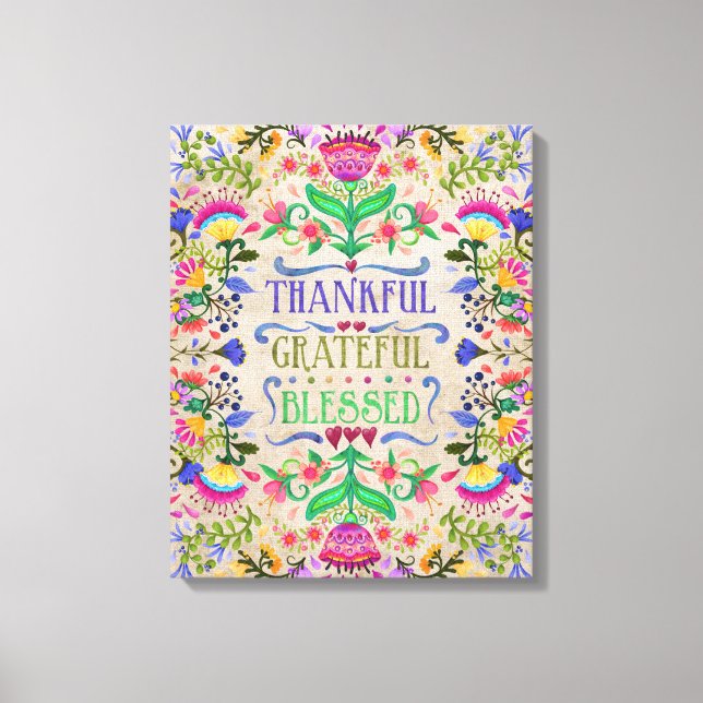 Moderne Boho Folk Art Blume | Gesegnet Leinwanddruck (Vorderseite)