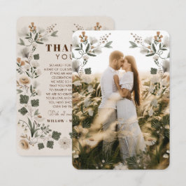 Moderne Boho Folk Hochzeit Dankeschön-Karte mit Fo Dankeskarte