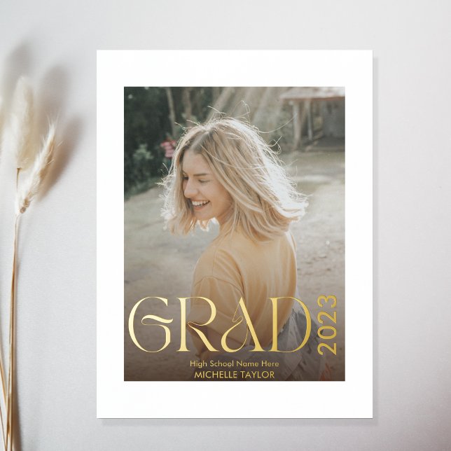 Moderne Boho Foto Graduate High School Foil Prints Foliendrucke (Von Creator hochgeladen)
