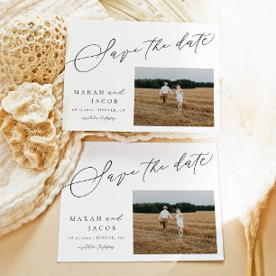 Moderne Boho-Foto-Save-the-Date-Karte Einladung