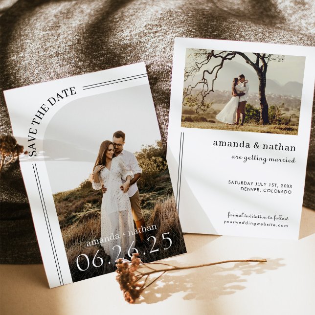 Moderne Boho Foto Wedding Save The Date (Von Creator hochgeladen)