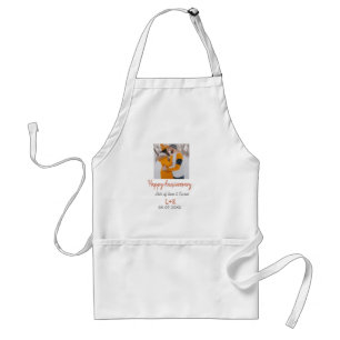 Moderne Boho frohes Jubiläum Name Datum Orange Schürze