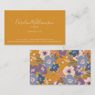 Moderne Boho Gelbe Botanische Blumige Floristin Visitenkarte