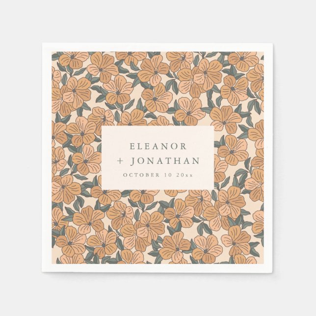 Moderne Boho-Gelbe Florale Probeessen Custom Serviette (Vorderseite)