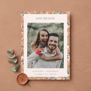 Moderne Boho-Gelbe Hochzeits-Foto-QR-Code-Blumen Save The Date