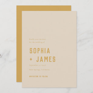 Moderne Boho Geometric Arch Golden Beige Hochzeit Save The Date