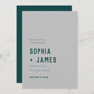 Moderne Boho Geometric Arch Green Gray Wedding Save The Date