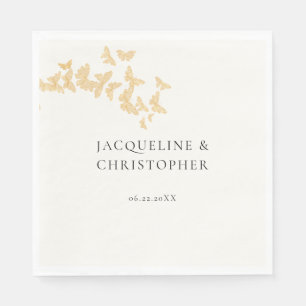 Moderne Boho Gold Butterfliegen Romantische Hochze Serviette