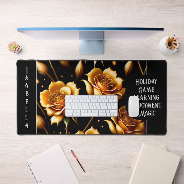 Moderne Boho Gold Rose Collection Schreibtischunterlage (Büro 1)