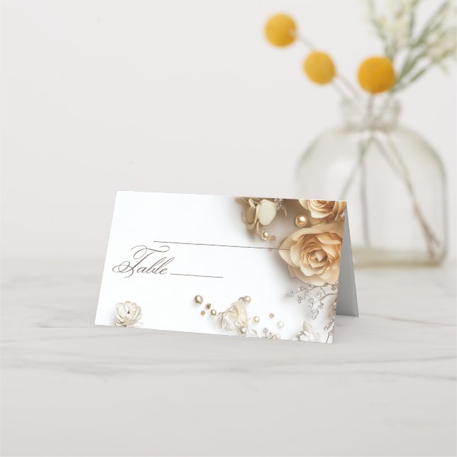 Moderne Boho Golden Rose Frühjahrssonne Platzkarte (Vorderseite)