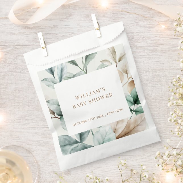 Moderne Boho Greenerenery Blätter Kinderdusche Geschenktütchen (Ausgeschnitten)