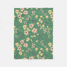 Moderne Boho-Grün-Blumenmuster Fleecedecke