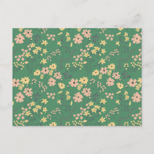 Moderne Boho-Grün-Blumenmuster Postkarte