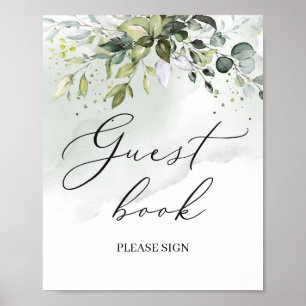 Moderne Boho-Grün-Eukalyptus-Gästebuch-Schild Poster
