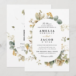 Moderne Boho-Grün-QR-Code-RSVP-Hochzeit Einladung