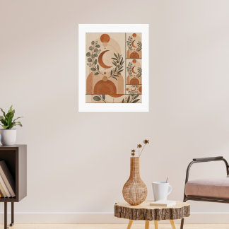 Moderne Boho-Halbmond & Olivenzweig Poster
