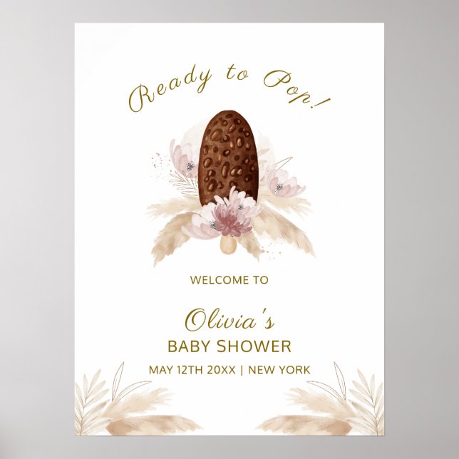 Moderne Boho Ice Cream Popcicle Baby Dusche Willko Poster (Vorne)
