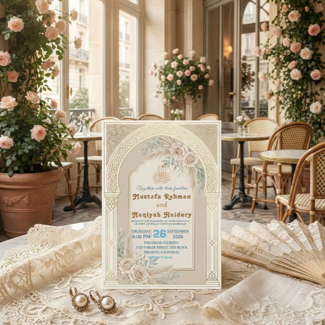 Moderne Boho-islamische Nikkah-Zeremonie Einladung (Von Creator hochgeladen)