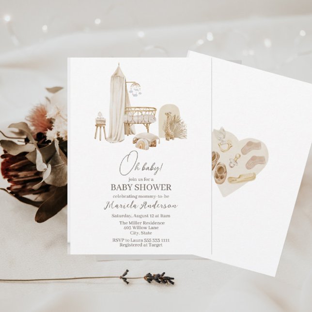 Moderne Boho Kinderzimmer Mobile Baby Dusche Einladung (Von Creator hochgeladen)