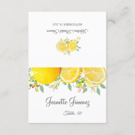 Moderne Boho Lemon Summer Wedding Platzkarte