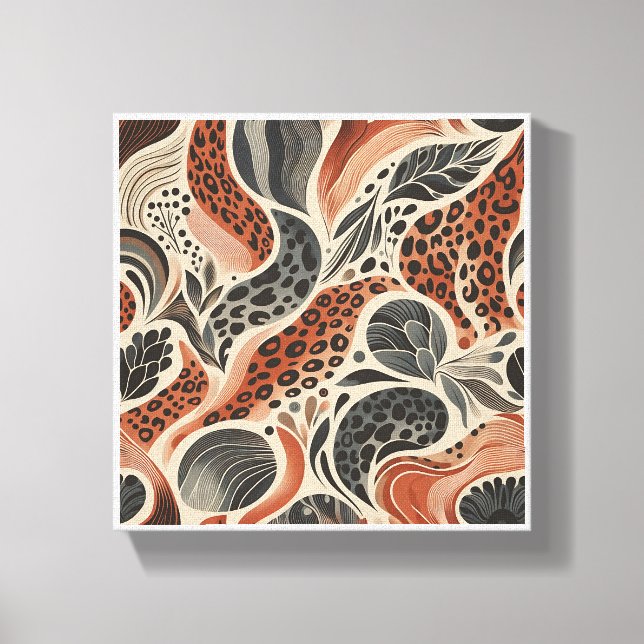 Moderne Boho-Leopardenprint - abstraktes Tierfell  Leinwanddruck (Vorderseite)