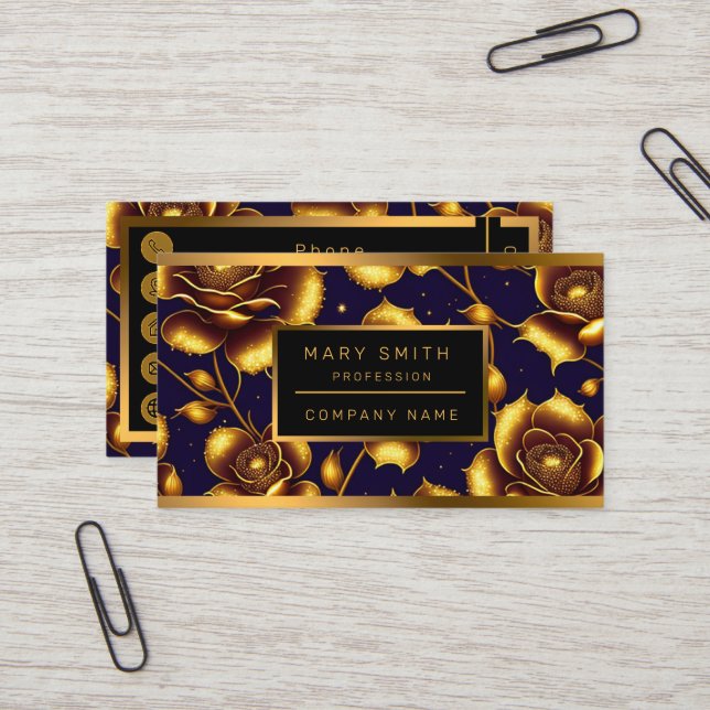 Moderne Boho Luxury Gold Rose Collection Visitenkarte (Vorderseite/Rückseite Beispiel)