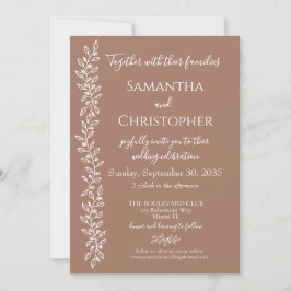 Moderne Boho Mocha Mousse Floral Monogram Wedding Einladung