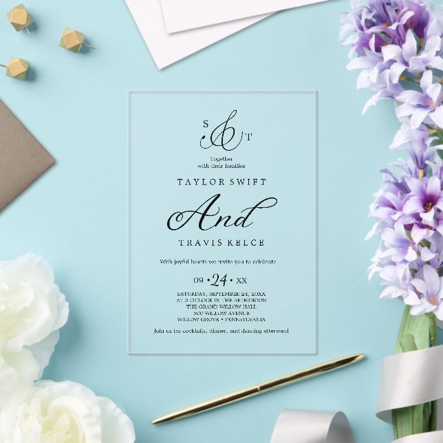 Moderne Boho Monogram Akronylic Wedite Einladung (In Situ (Hochzeit))