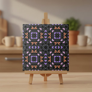 Moderne Boho-Mosaik-Holzkohle Rosa und Lavendel Fliese