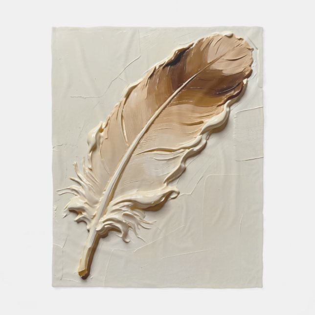 Moderne Boho-Neutrale Beige 3D Texturierte Federku Fleecedecke (Vorderseite)