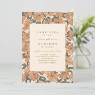 Moderne Boho-Neutrale Florale Gartenhochzeit Einladung