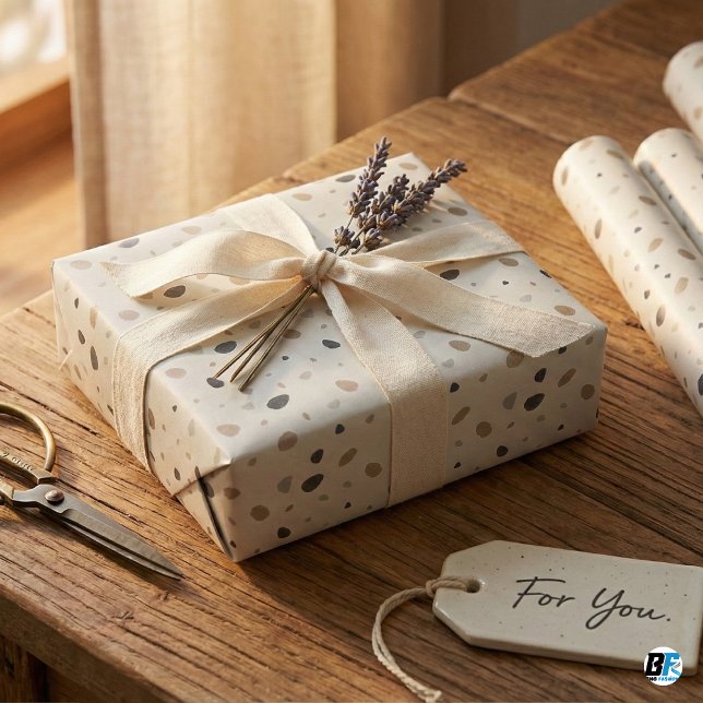 Moderne Boho-Neutrale Terrazzo gesprenkelt in Erdt Geschenkpapier (Von Creator hochgeladen)