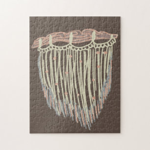 Moderne Boho Organische Macrame-Kunst Kritzeleien Puzzle