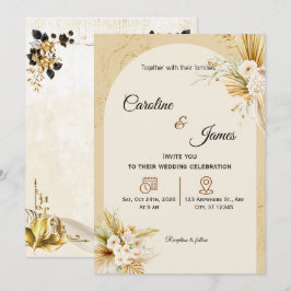 Moderne Boho-Pampasgras-Bogen-Hochzeitseinladung Einladung