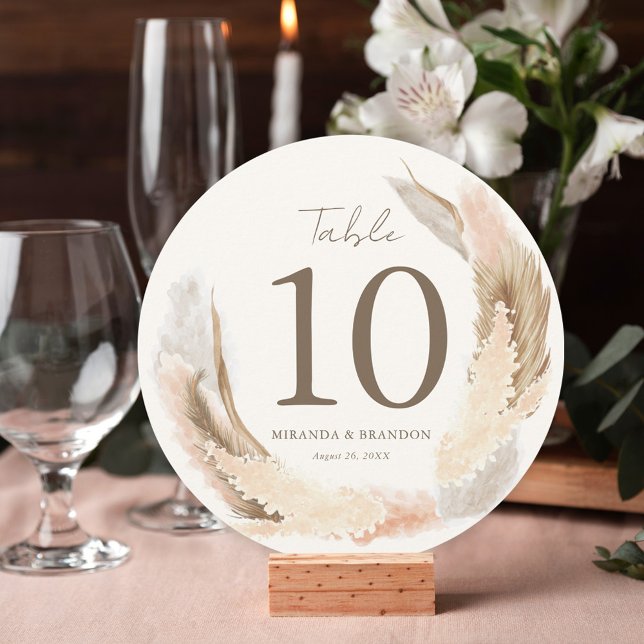 Moderne Boho-Pampasgras-Hochzeitstisch-Nummer Einladung (Von Creator hochgeladen)