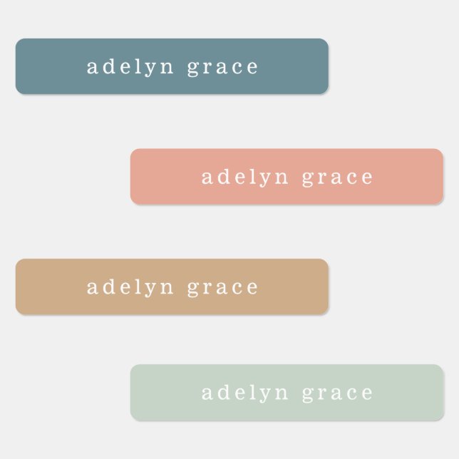 Moderne Boho Pastel Girl Name Labels Etiketten (Gruppe)