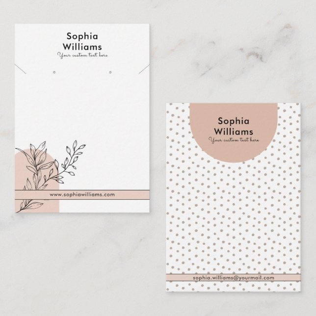 Moderne Boho Pastel Necklace & Earring Display Car Telefonnummerkarte (Vorne/Hinten)