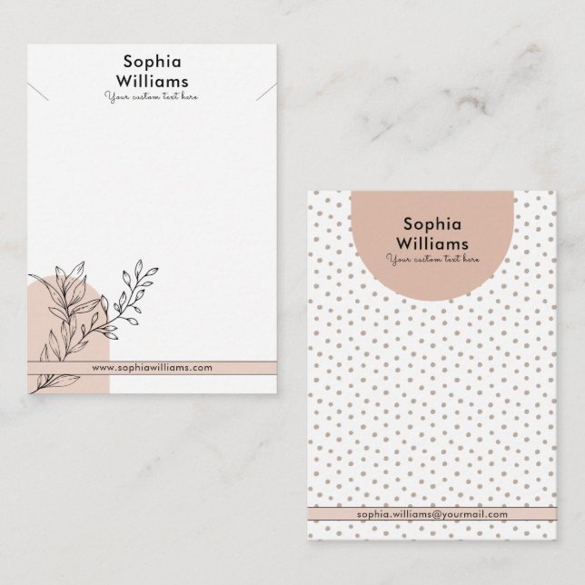 Moderne Boho Pastel Necklace Juwelier Display Card Telefonnummerkarte (Vorne/Hinten)