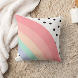 Moderne Boho-Pastell-Regenbogen und schwarze Tupfe Kissen