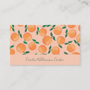 Moderne Boho Pink Citrus Orangen Frucht Schrift Visitenkarte