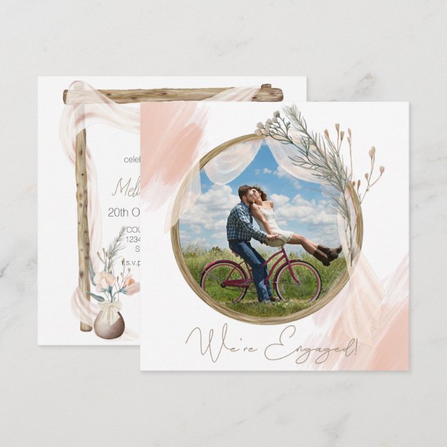 Moderne Boho Pink Elegante Verlobung (Vorne/Hinten)