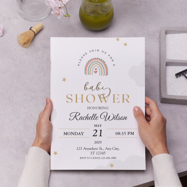 Moderne Boho Rainbow Baby Dusche Einladung (Von Creator hochgeladen)