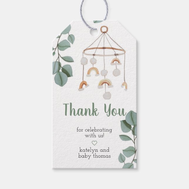 Moderne Boho Rainbow Baby Dusche Geschenkanhänger (Vorderseite)